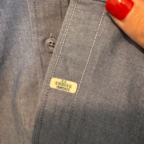 Ben Sherman Blue Chambray Printed Pocket‎ Button Down Mens Large Mod - Picture 7 of 10